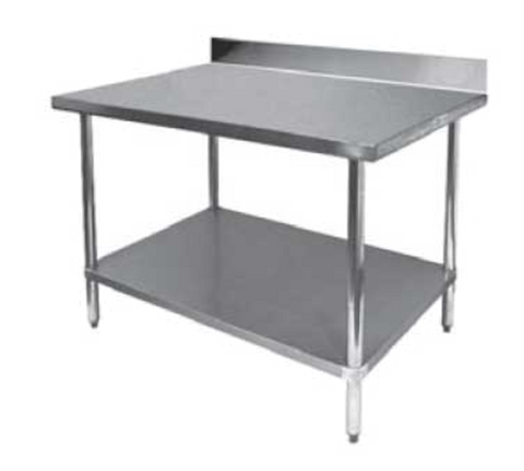 GSW USA WT-PB2418 Premium Stainless Steel Open Base Work Table with Undershelf and 4" Backsplash