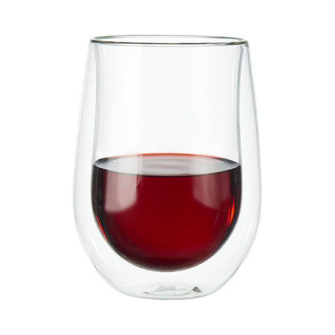 ZWILLING 1008607 Sorrento 2-Piece Double-Wall Stemless Red Wine Glass Set, 12 oz