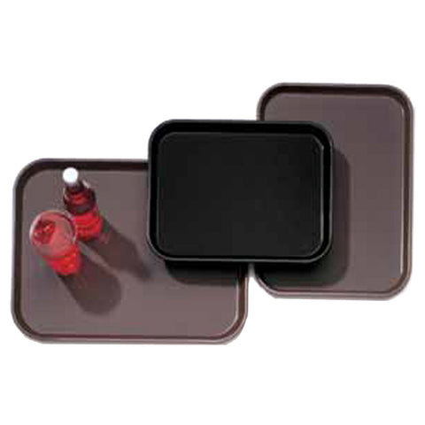 Cambro PT1216167 Brown 12" x 16" Polytread Non-Skid Serving Tray