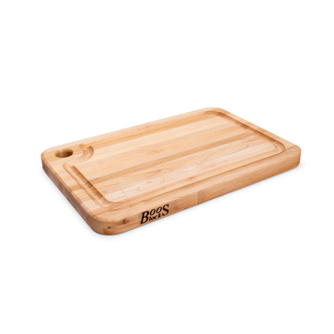 John Boos MPL1812125-FH-GRV Prestige Series 18" x 12" x 1-1/4" Reversible Maple Wood Cutting Board