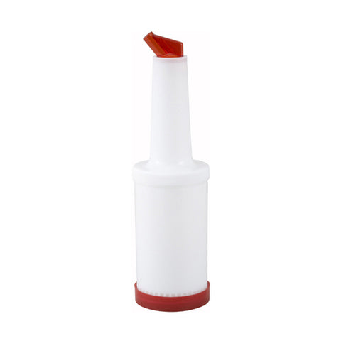 Winco PPB-2R 2 Qt. Liquor and Juice Pour Bottle with Red Spout and Lid