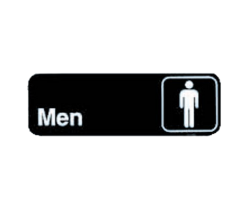 TableCraft Products 394515 Men Restroom Rectangular Sign, 9" x 3\" Black