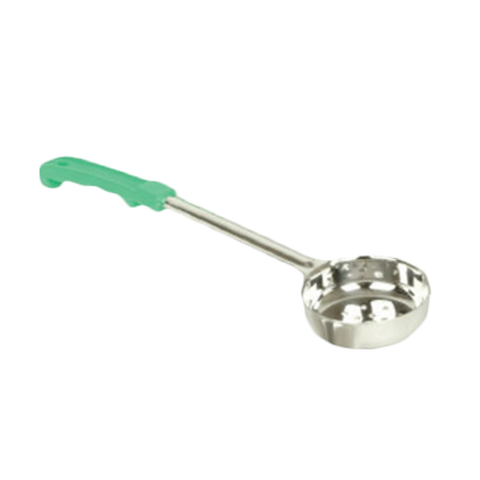 Thunder Group SLLD104PA 4 oz Perforated Portion Control Spoon with Green Handle