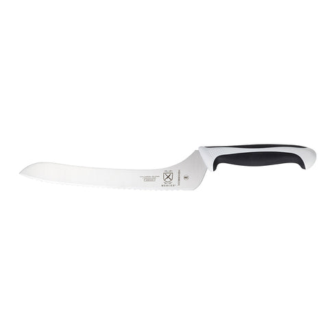 Mercer Culinary M23890WBH Millennia 9 Inch Offset Serrated Edge Bread and Sandwich Knife with White Handle