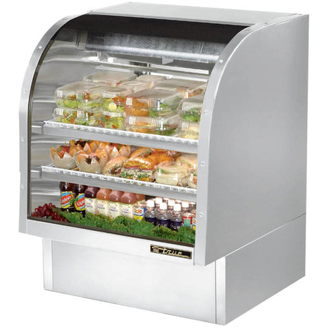 True Manufacturing TCGG-36-S-HC-LD 36" Curved Glass Refrigerated Deli Display Case
