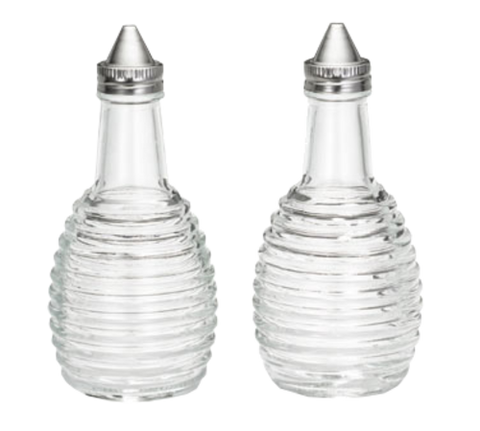 Tablecraft BH3 6 oz. Beehive Glass Oil and Vinegar Cruet with Stainless Steel Top