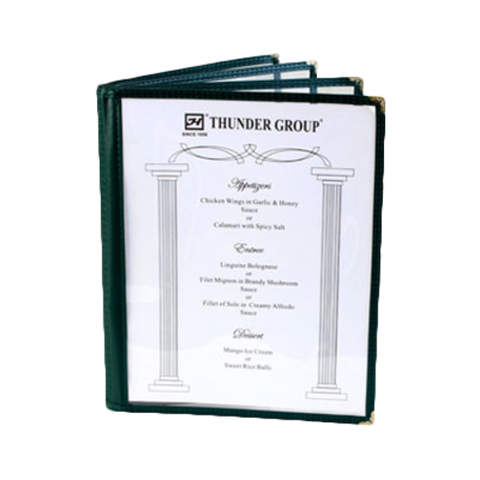Thunder Group PLMENU-L4GR Menu Cover, 8-1/2" x 11\" 4-Page Book Fold, Green