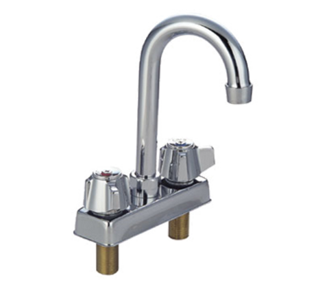 John Boos PBF-4-D-LF-X Economy Deck Mount Faucet with 3-1/2" Gooseneck Spout, 4" Centers