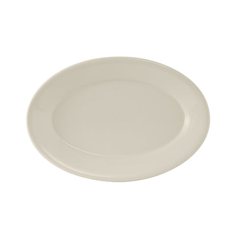 Tuxton China TRE-026 Reno 8-1/4" x 5-3/4" Oval Wide Rim Rolled Edge China Platter