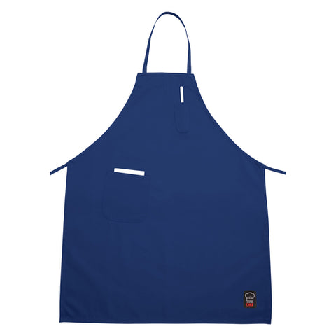 Winco BA-PBL Full-Length Blue Bib Apron with 2 Pockets, 33" x 26"