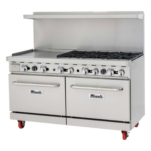 C-RO6-24GL-LP Migali 60" 6-Burner 24" Griddle Range w/ (2) Ovens - LP-Migali Industries