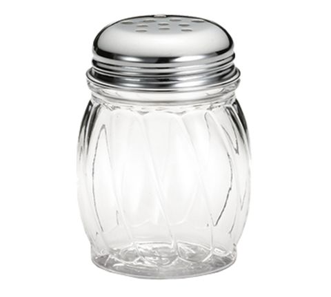 Tablecraft Products 260 Swirl 6 oz. Glass Cheese Shaker with Perforated Chrome Top