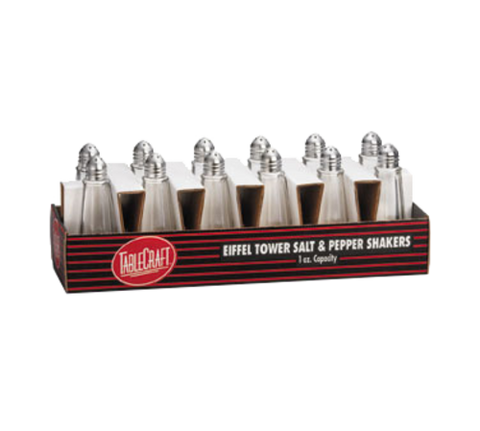 C83-12 Tablecraft 1 Oz. Tower Glass Salt/Pepper Shaker w/ Chrome Plated Top-Tablecraft Products