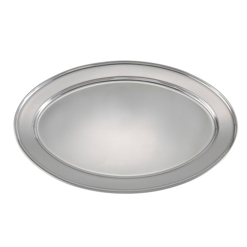 Winco OPL-18 Oval Stainless Steel Serving Platter, 18"