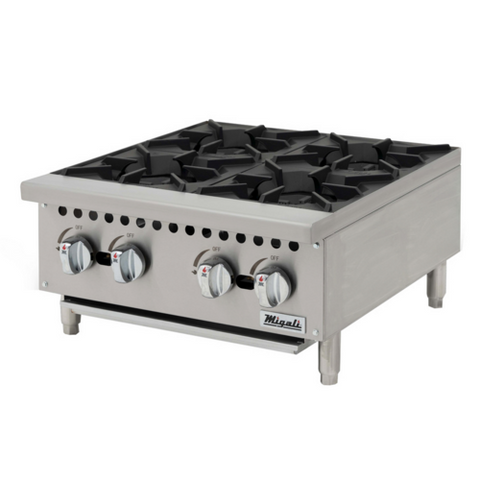 Migali Industries C-HP-4-24 4-Burner Countertop Gas Hot Plate (100,000 BTU)