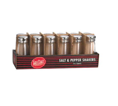 Tablecraft Products C132-12 Glass 3 oz Salt and Pepper Shaker, Dozen