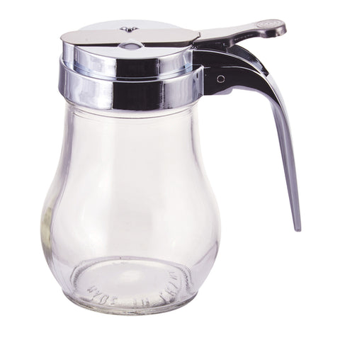 Winco G-115 6 oz Glass Syrup Dispenser with Chrome-Plated Top