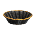 875B Tablecraft 8" x 2" Black Vinyl w/ Gold Trim Round Ratten Basket-Tablecraft Products