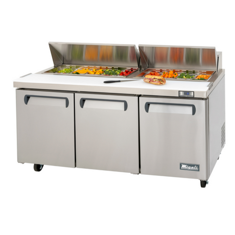 C-SP72-18-HC Migali 72" 3 Door Refrigerated Sandwich Prep Table-Migali Industries