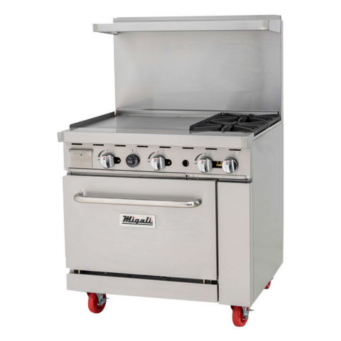 C-RO2-24GL-NG Migali 36" 2-Burner 24" Griddle Range w/ (2) Ovens - NG