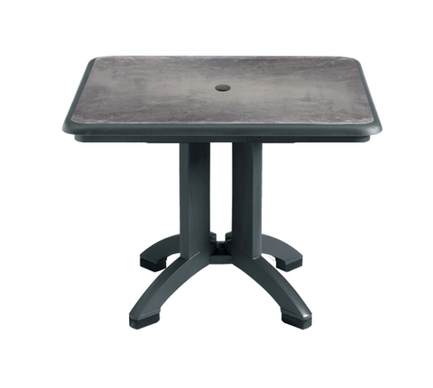Grosfillex US744002 Aquaba 32" Square Outdoor Folding Table - Zinc/Charcoal