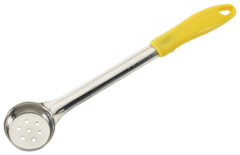 Winco FPP-1 1 oz Perforated One-Piece Stainless Steel Food Portioner with Yellow Handle