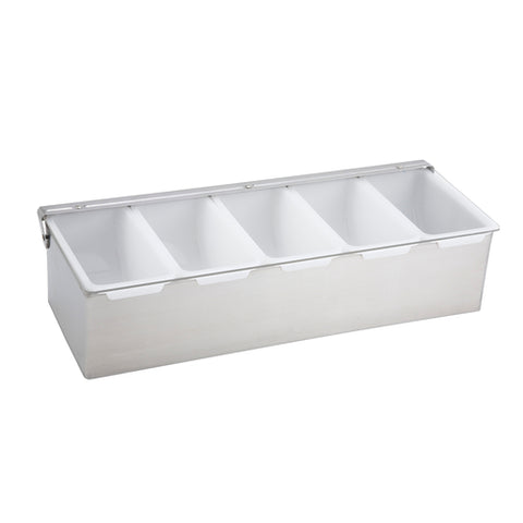 Winco CDP-5 5-Compartment Stainless Steel Condiment Holder and Garnish Station