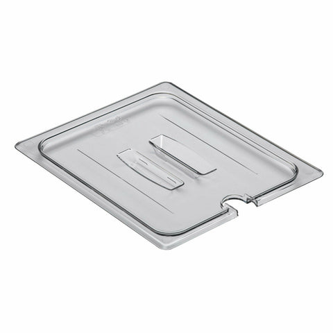 Cambro 20CWCHN135 Camwear 1/2 Size Clear Polycarbonate Handled Lid with Spoon Notch