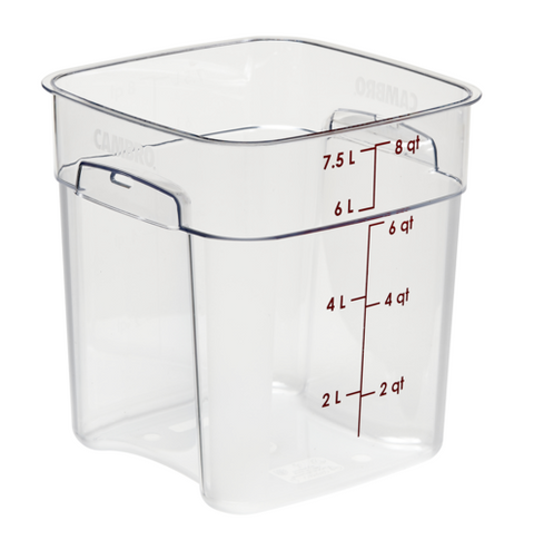 Cambro 8SFSPROCW135 CamSquare FreshPro 8 Qt. Clear Square Polycarbonate Food Storage Container
