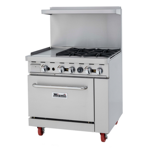 C-RO4-12GL-NG Migali 36" 4-Burner 12" Griddle Range w/ (1) Ovens - NG-Migali Industries