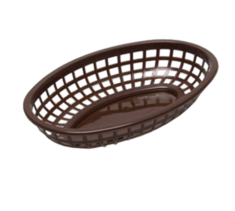 TableCraft 1074BR Brown Oval Classic Plastic Serving Basket