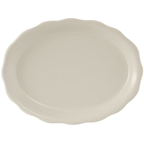 TSC-013 Tuxton Shell 11-5/8" x 8-3/4" Eggshell Scalloped Edge Oval China Platter