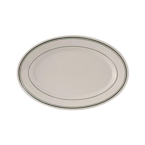 Tuxton China TGB-026 8-1/4" x 5-3/4" Green Bay Oval Platter