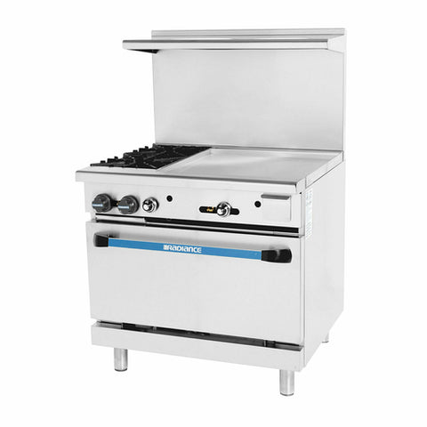 TARG-2B24G Turbo Air 36" 2-Burner Gas Range & Griddle Top w/ (1) Oven-Turbo Air