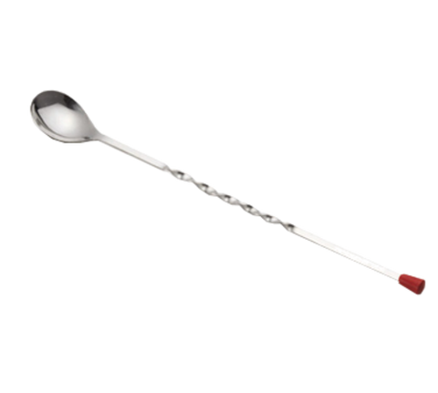 Tablecraft 502K 12-Inch Stainless Steel Twisted Bar Spoon with Red Knob