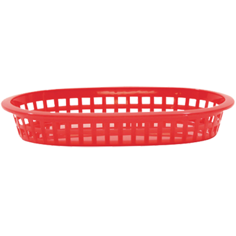 1073R Tablecraft 9-1/4" x 6" x 1-1/2" Red Oval A La Carte Platter Basket-Tablecraft Products