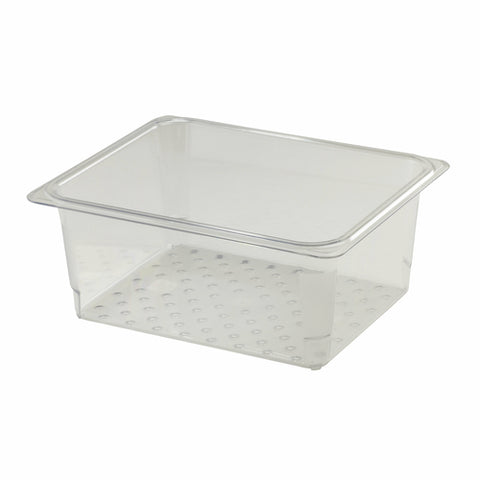 Cambro 25CLRCW135 Camwear 1/2 Size Clear Polycarbonate Colander Pan - 5" Deep