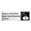 B22 Tablecraft 3" x 9" Stainless Steel Employee Wash Hands Symbol Sign-Tablecraft Products