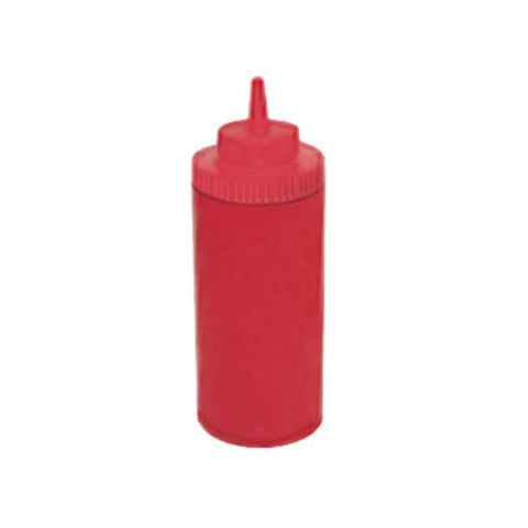 Winco PSW-16R 16 oz Wide-Mouth Red Plastic Squeeze Bottle