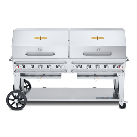 CV-RCB-72RDP-SI50/100 Crown Verity 72" Pro Series Grill Includes Roll Domes, Bun Racks, Under Shelf, LP