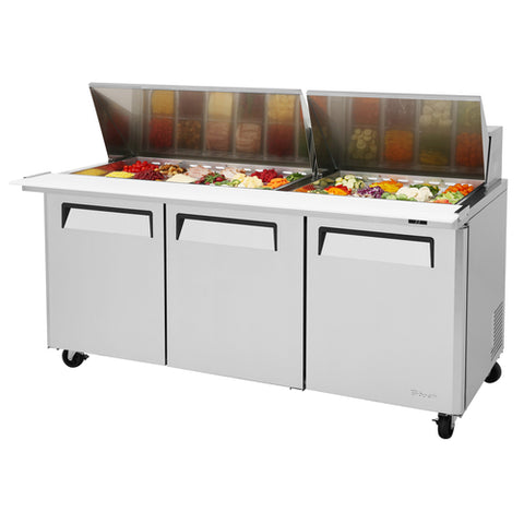 MST-72-30-N Turbo Air 72" 3 Door Refrigerated Mega Top Sandwich/Salad Prep Table