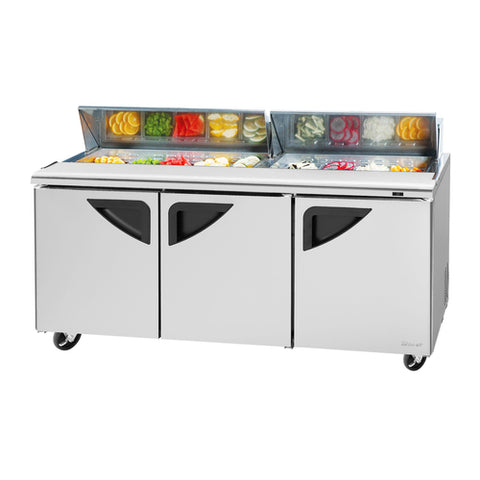 TST-72SD-N Turbo Air 73" 3 Door Refrigerated Sandwich/Salad Prep Table