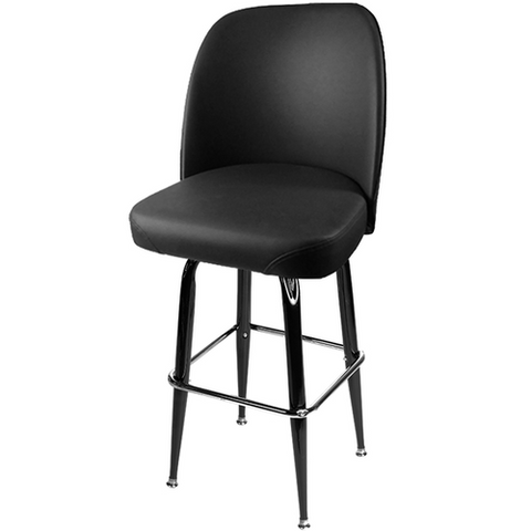 SL2133-BLK Black Swivel Bar Stool w/ Single Chrome Ring & Bucket Seat