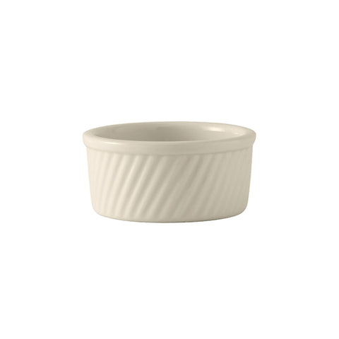 Tuxton China BEX-0804 8 oz. Eggshell Swirl Vitrified China Souffle Ramekin