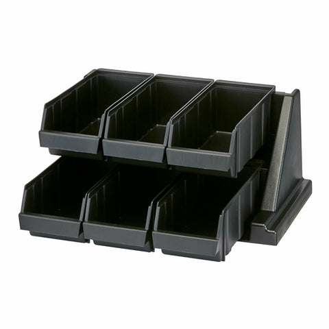 Cambro 6RS6110 Black Versa 6-Bin Condiment and Flatware Organizer Rack