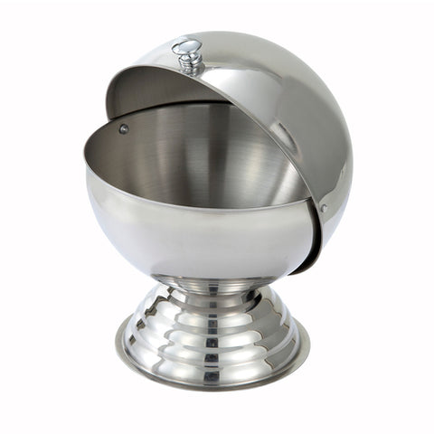 Winco SBR-30 Roll-Top Sugar Bowl, 20 oz, Stainless Steel