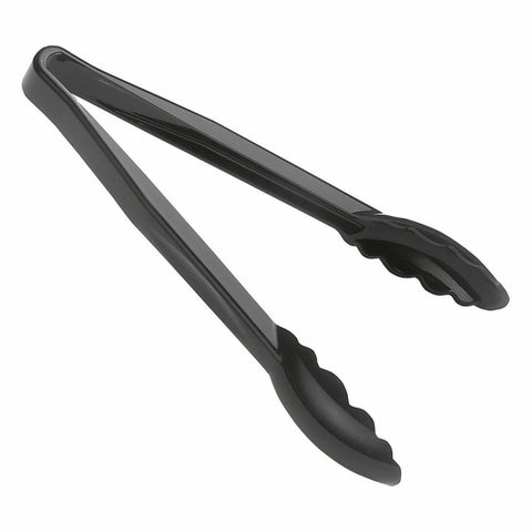 Cambro 9TGS110 Lugano 9-Inch Black Scallop Grip Plastic Tongs
