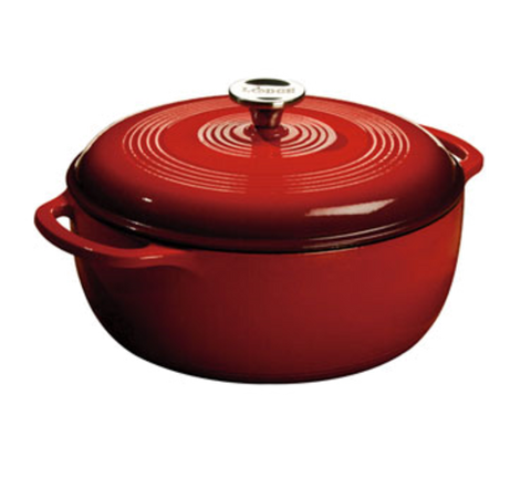 Lodge EC4D43 4.5 Quart Enameled Cast Iron Dutch Oven, Island Spice Red