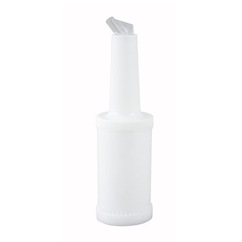 Winco PPB-1W 1 Quart Liquor and Juice Pour Bottle with White Spout and Lid