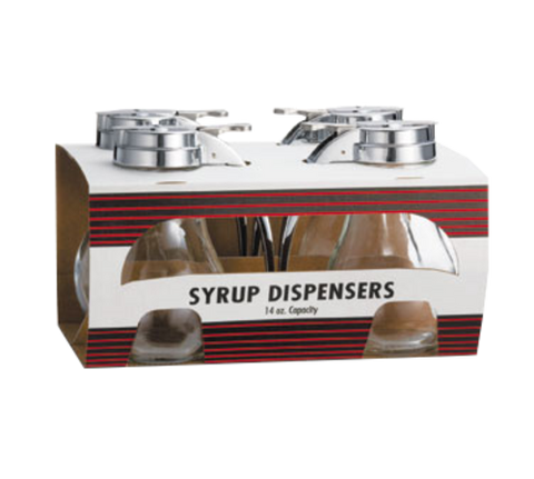 C414-4 Tablecraft 14 Oz. Teardrop Glass Syrup Dispensers-Tablecraft Products